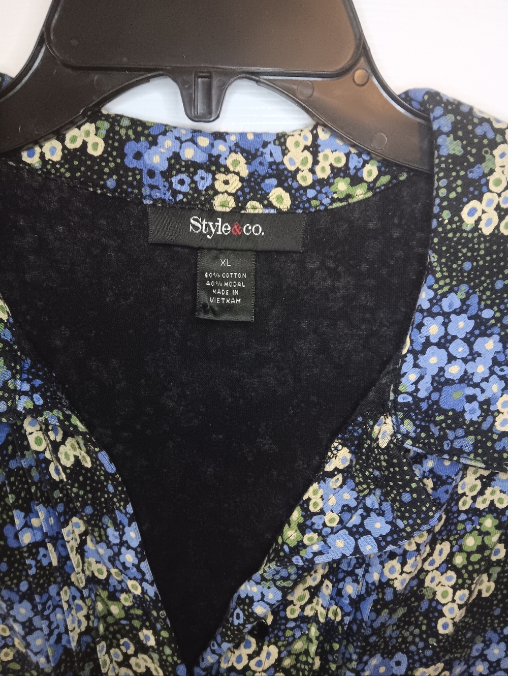 Style & Co. Button-Front Floral Short Sleeve Tunic Shirt Blouse - Picture 2 of 4